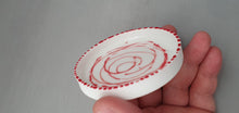 Load image into Gallery viewer, Small stoneware white ring dish in fine bone china with glazed interior and red enamel.