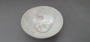 Stoneware English fine bone china vessel with mother of pearl luster interior - iridescent - rainbow