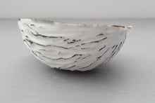 Load image into Gallery viewer, Big walnut shells from white stoneware fine bone china with a unique pattern in the exterior and black interior - ring dish - ring holder