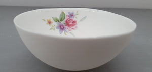 Porcelain white bowl. Stoneware fine bone china bowl with a vintage flower illustration - illustrated ceramics - ring dish - ring holder