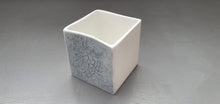 Load image into Gallery viewer, Small snow white cube made from English fine bone china and mat cracking glaze with micro crystals - geometric decor
