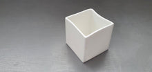 Load image into Gallery viewer, Small snow white cube made from English fine bone china and mat cracking glaze with micro crystals - geometric decor