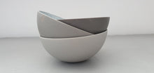 Load image into Gallery viewer, Porcelain bowl. Stoneware Parian porcelain bowl in 3 shades of grey with mat interior and crystals.