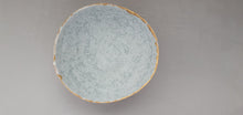 Load image into Gallery viewer, Stoneware Parian porcelain bowl in shades of  grey with mat gold rims mat interior and crystals.