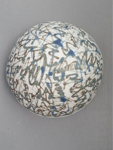 Porcelain vessel. Fine bone china small stoneware vessel with blue accents. one off piece