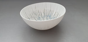 Porcelain vessel. Fine bone china small stoneware vessel with blue accents. one off pieces in 3 finishes