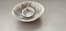 Load image into Gallery viewer, Set of 2 English fine bone china nesting stoneware bowls with unique interior texture
