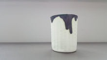 Load image into Gallery viewer, Stoneware white small vase in English fine bone china with burnt effect rims and textured surface.
