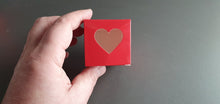 Load image into Gallery viewer, Fine Bone china walnut with red cube gift box with clear heart shape window. Valentine&#39;s Day