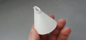 Small bud vase. English fine bone china micro vase in a very unusual shape. Geometric decor.