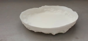 Large shallow dish from stoneware fine bone china in pure white with a hint of green, stoneware porcelain, white ceramic