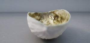 Ring holder. Big walnut shells made from stoneware fine bone china with glazed interior in green glaze- ring dish - ring holder