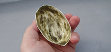 Load image into Gallery viewer, Ring holder. Big walnut shells made from stoneware fine bone china with glazed interior in green glaze- ring dish - ring holder