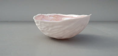 Ring holder. Big walnut shells made from stoneware fine bone china with pink mother of pearl interior - iridescent - ring dish - ring holder