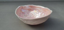 Load image into Gallery viewer, Ring holder. Big walnut shells made from stoneware fine bone china with pink mother of pearl interior - iridescent - ring dish - ring holder
