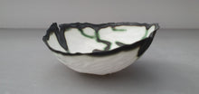 Load image into Gallery viewer, Pure white English fine bone china stoneware walnut bowl with black rims