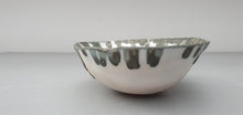 Load image into Gallery viewer, Porcelain ring dish. Pale grey fine bone china bowl with glazed rims like droplets - ring dish - ring holder
