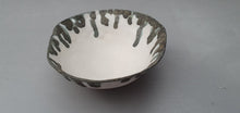 Load image into Gallery viewer, Porcelain ring dish. Pale grey fine bone china bowl with glazed rims like droplets - ring dish - ring holder