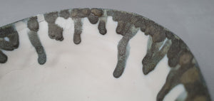 Porcelain ring dish. Pale grey fine bone china bowl with glazed rims like droplets - ring dish - ring holder