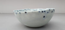 Load image into Gallery viewer, Porcelain ring dish. Pale grey marble look fine bone china bowl with glazed rims and blue like droplets - ring dish - ring holder