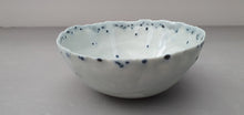 Load image into Gallery viewer, Porcelain ring dish. Pale grey marble look fine bone china bowl with glazed rims and blue like droplets - ring dish - ring holder