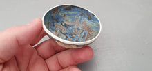 Load image into Gallery viewer, Stoneware small decorative bowl with chocolate, black and blue glaze and textured base.