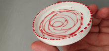 Load image into Gallery viewer, Small stoneware white ring dish in fine bone china with glazed interior and red enamel.