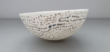 Load image into Gallery viewer, Porcelain vessel. Fine bone china small stoneware vessel with blue and brown accents. one off piece