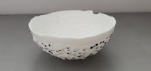 Load image into Gallery viewer, White textured bowl. White English fine bone china stoneware bowl with a unique glossy textured surface - ring dish - ring holder