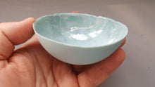 Load image into Gallery viewer, Stoneware English fine bone china vessel in duck egg blue with mother of pearl luster interior - iridescent - rainbow