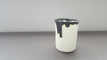Load image into Gallery viewer, Stoneware white small vase in English fine bone china with burnt effect rims and textured surface.