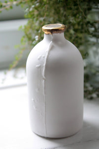 English fine bone china medium bottle with real gold - apothecary bottle - bud vase