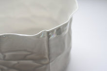 Load image into Gallery viewer, Crumpled paper looking vessel made out of English fine bone china and mother of pearl.