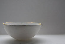 Load image into Gallery viewer, English fine bone china stoneware bowl with mat gold rims.