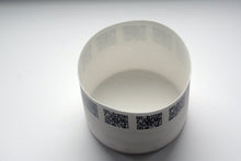Load image into Gallery viewer, Round vessel. Stoneware English fine bone china cylindrical shape bowl with QR codes