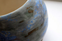 Load image into Gallery viewer, Round stoneware bowl with blue and grey glaze