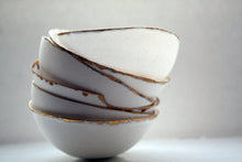 Load image into Gallery viewer, Fine bone china small stoneware bowl with real gold, white porcelain bowl,