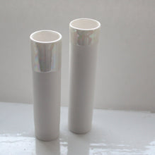 Load image into Gallery viewer, Decorative thin tall mini vase made out of stoneware English fine bone china and mother of pearl