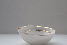 Load image into Gallery viewer, Set of 2 English fine bone china miniature nesting stoneware bowls with real gold