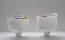 Load image into Gallery viewer, Japanese inspired small ornamental cup handmade from English fine bone china with a real gold rim