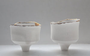 Japanese inspired small ornamental cup handmade from English fine bone china with a real gold rim