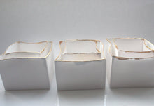 Load image into Gallery viewer, Pure white cube set made from English fine bone china and real gold rims - geometric decor