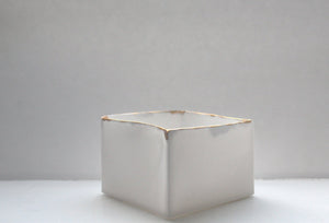 Big snow white cube made from English fine bone china and real gold rims - geometric decor