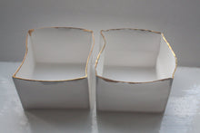 Load image into Gallery viewer, Big snow white cube made from English fine bone china and real gold rims - geometric decor
