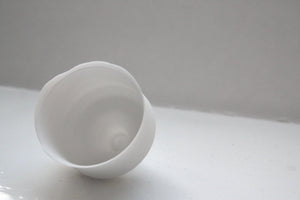 Japanese inspired small ornamental cup handmade from snow white English fine bone china