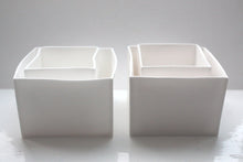 Load image into Gallery viewer, Snow white cube set of 2 made from English fine bone china - geometric decor