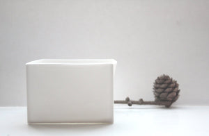 Big pure white cube made from English fine bone china - geometric decor