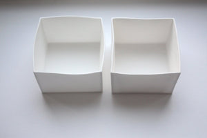 Big pure white cube made from English fine bone china - geometric decor