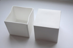 Small snow white cube made from English fine bone china - geometric decor