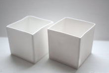 Load image into Gallery viewer, Small snow white cube made from English fine bone china - geometric decor